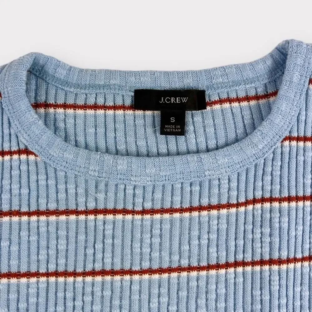 J. Crew Blue Multi Striped Slim Perfect Ribbed Sweater Size Small